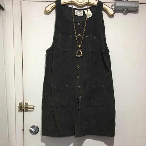 VINTAGE ERIKA CORDUROY SLEEVELESS DRESSES SIZE L - Picture 2 of 7